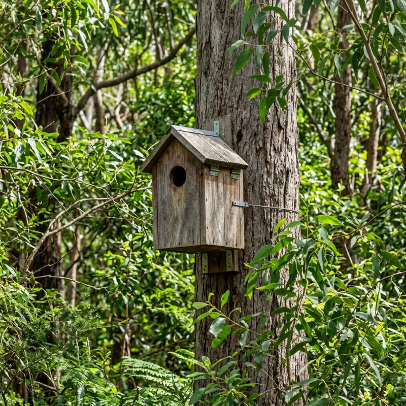 Animal nesting box installed as a humane alternative to a Box Hill roof cavity